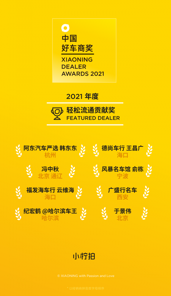 中国好车商奖2021年度获奖名单